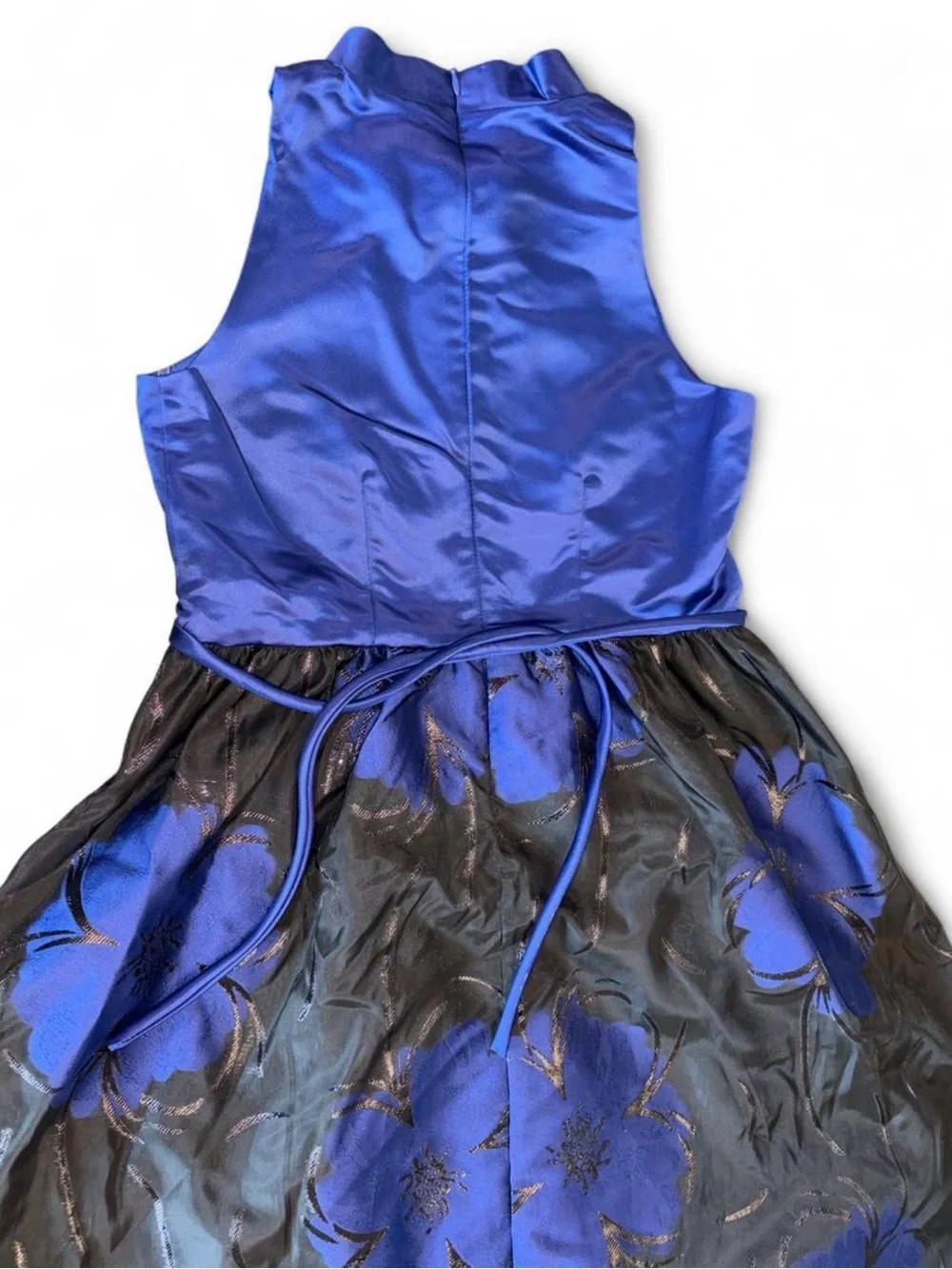 Sweet Heart Rose Royal Blue Satin Dress Label Detail